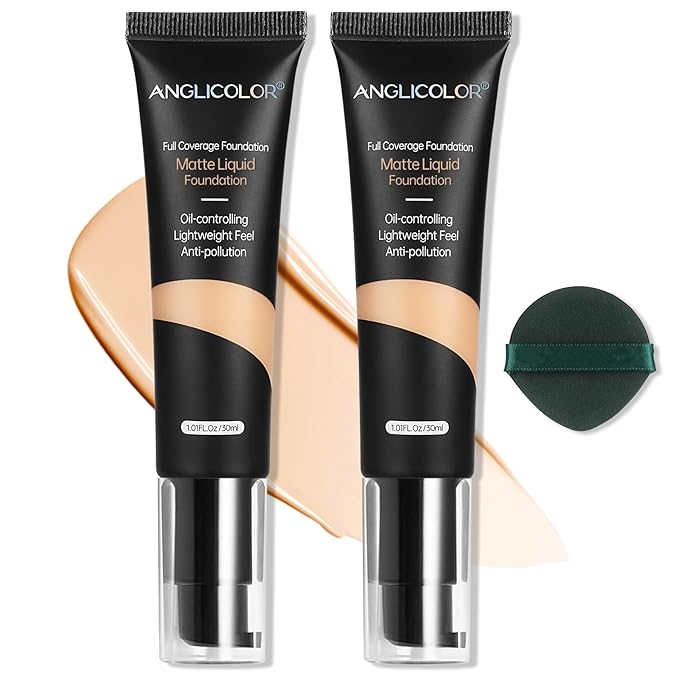 Matte Oil Control Concealer Foundation 2PCS, Flawless Soft 104, ) 60ml