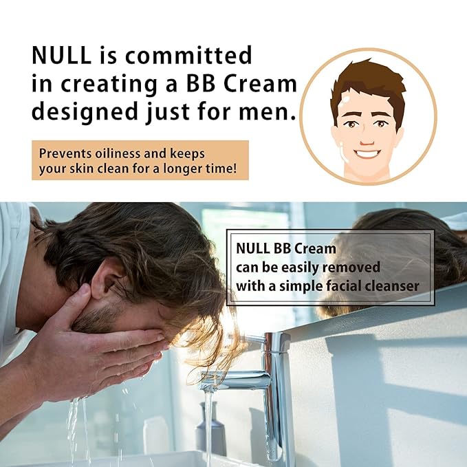 NULL [Matte Finish] mens BB Cream, Mens concealer, (Light Ochre) 7oz