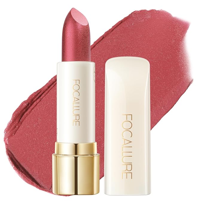 FOCALLURE Moisturizing Shiny Lipstick,Pearl Shimmery Finish,Hydrating Tinted Lip