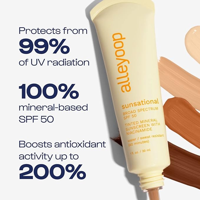 Alleyoop Sunsational Tinted Moisturizer Sunscreen for Face Broad Vegan,