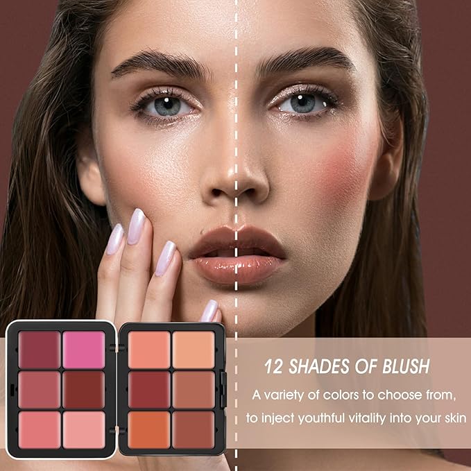 12 Colors Cream [Blush] Makeup Palette for Cheeks