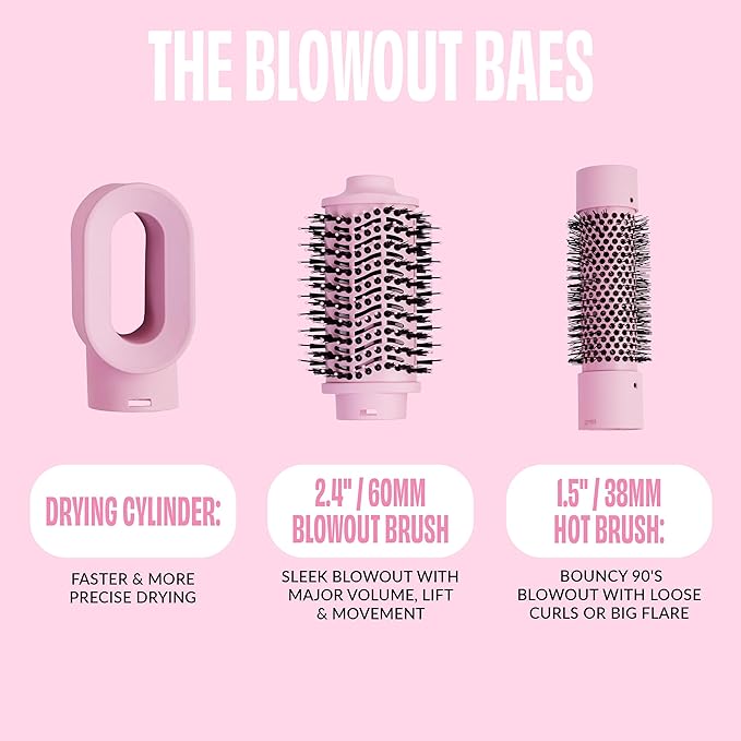 FoxyBae 3-in-1 Ceramic Interchangeable Hair Tools - Blowout [Party Pink]