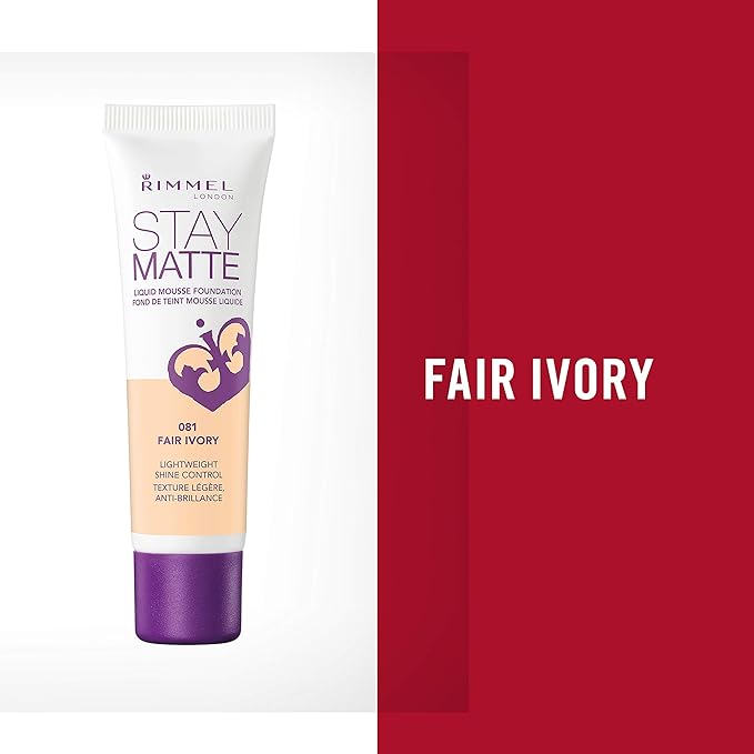 Rimmel, Stay Matte Foundation, Fair Ivory 2 Count may vary)