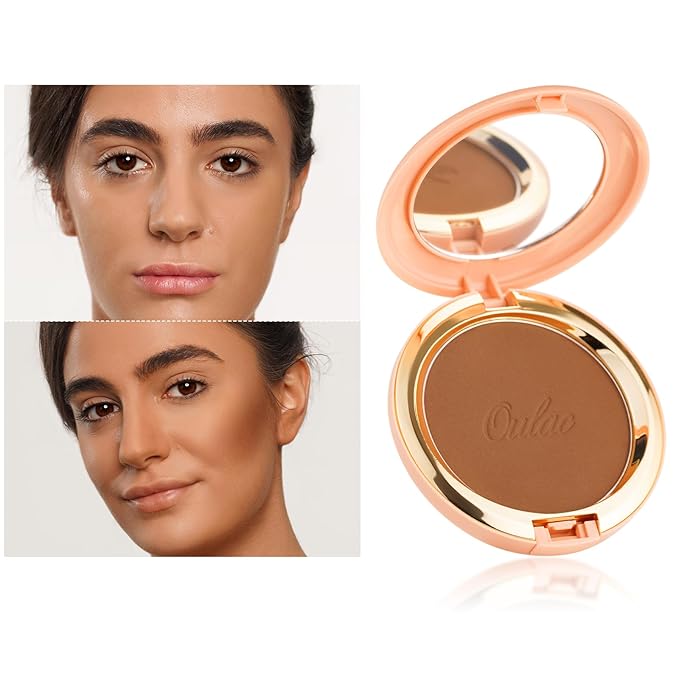 Oulac Matte Bronzer Powder Face Makeup with Mirror Cruelty-Free BS04