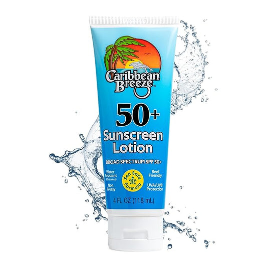 Reef Friendly Sunscreen SPF 50 Lotion, Mango Lime Scent Body Sunscreen Lotion, Rich in Anti Oxidants, Water Resistant Up to 80 Minutes, Broad Spectrum Body Lotion with Sunscreen, 4 oz (120 ml)