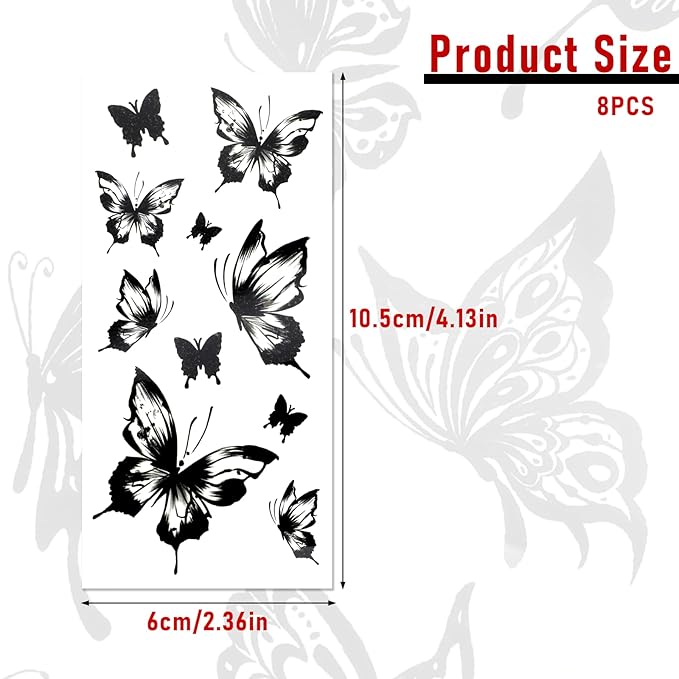 8 sheets large black butterfly