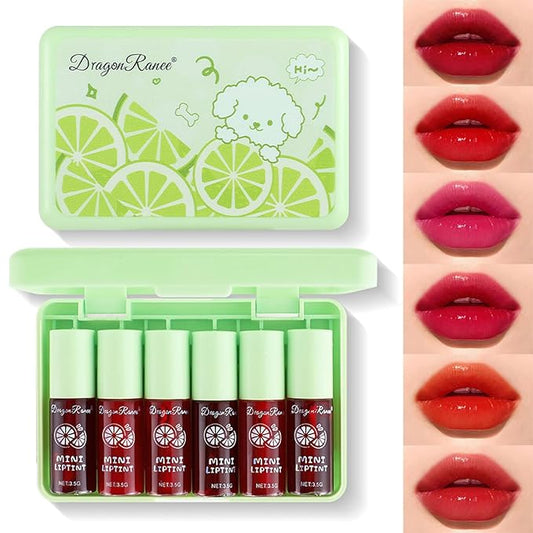 6-Color Korean Velvet Lip Tint Set - Waterproof, Lip