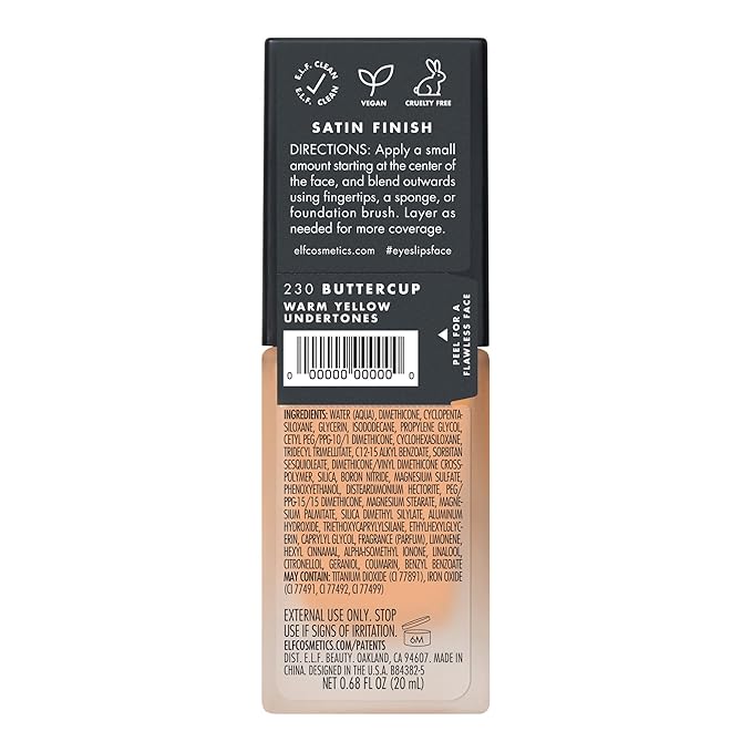 e.l.f. Flawless Finish Foundation, Lightweight & Medium Coverage, Oz () 20mL