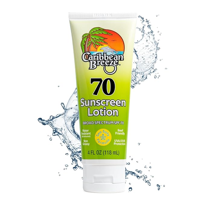 Reef Friendly Sunscreen SPF 70 Lotion, Mango Lime Scent Body Sunscreen Lotion, Rich in Anti Oxidants, Water Resistant Up to 80 Minutes, Broad Spectrum Body Lotion with Sunscreen, 4 oz (120 ml)