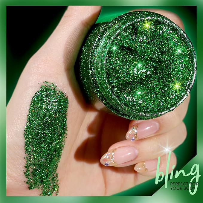 Teenitor green body glitter gel,