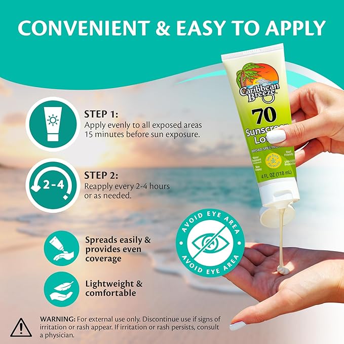 Reef Friendly Sunscreen SPF 70 Lotion, Mango Lime Scent Body Sunscreen Lotion, Rich in Anti Oxidants, Water Resistant Up to 80 Minutes, Broad Spectrum Body Lotion with Sunscreen, 4 oz (120 ml)