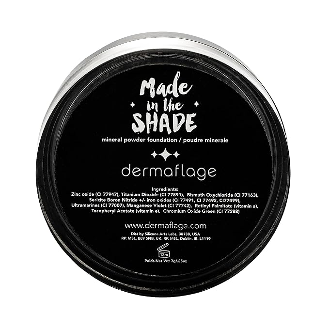 Mineral Powder Foundation for Sensitive Skin, Powder Sunscreen with SPF 26, All Natural Ingredients, Anti-oxidant protection, Made in the Shade by Dermaflage, 0.4 oz