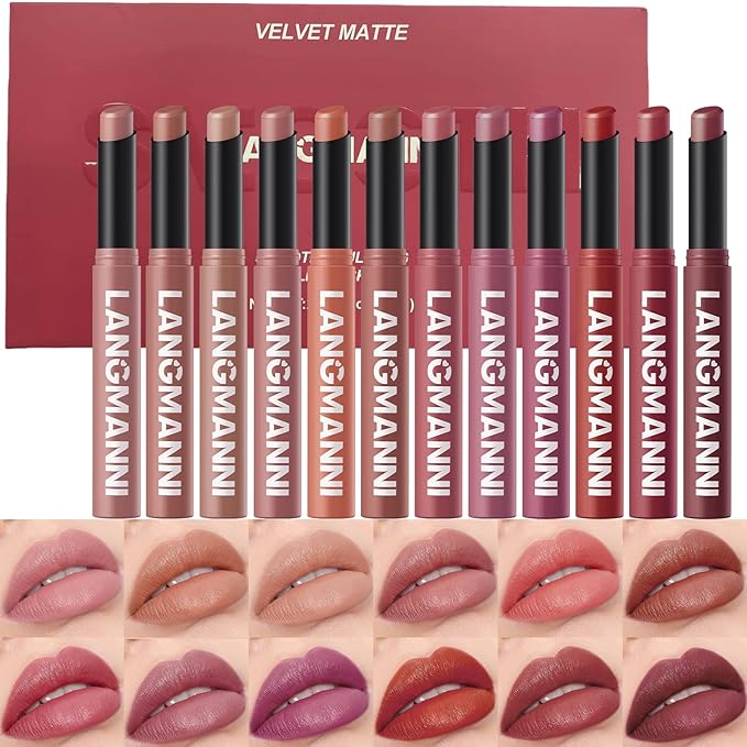 Jolilab 12 Pcs Velvet Matte Lipstick Nude Matte Lipstick