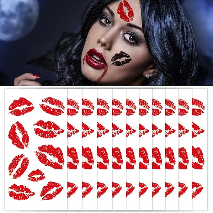 10 sheets red lip temporary