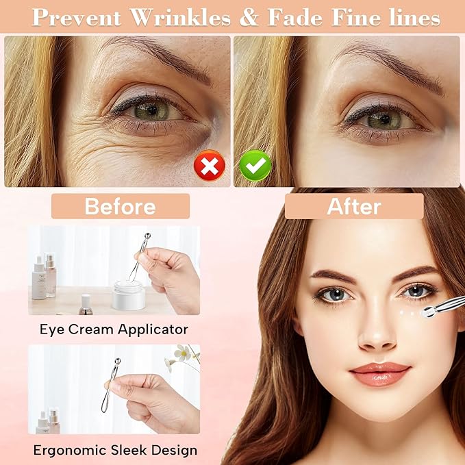 Under Eye Patches Silicone - 2 Pcs Reusable, eye Patches Plump Fine Lines & Wrinkles with Metal Eye Cream Applicator, Tin Case Christmas Gift