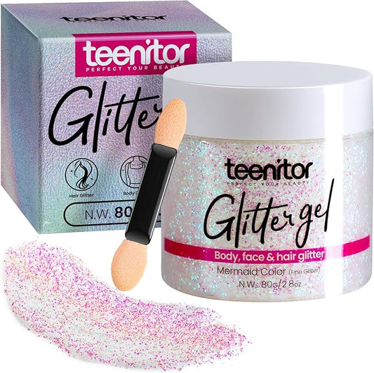 Teenitor body glitter, holographic white