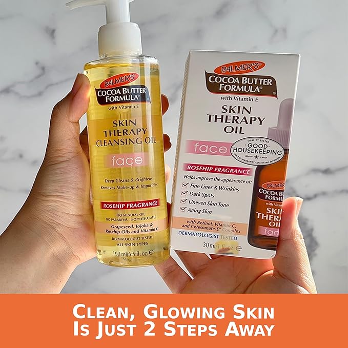 Palmer's Cocoa Butter Formula Skin Therapy Cleansing Oil for Face, Rosehip Fragrance, 6.5 Ounces (Pack of 6)