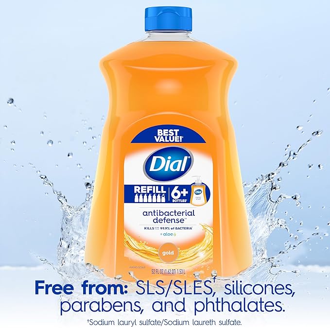 Dial Antibacterial Liquid Hand Soap, Gold,