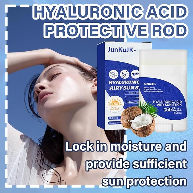 Hyaluronic Acid Face Sunscreen Stick SPF 50 + PA++++,Non-Greasy Sunstick Roll on Sunscreen Face Stick,Moisturizing Sun Screen Long-lasting Stick Sunscreen for Face & Body