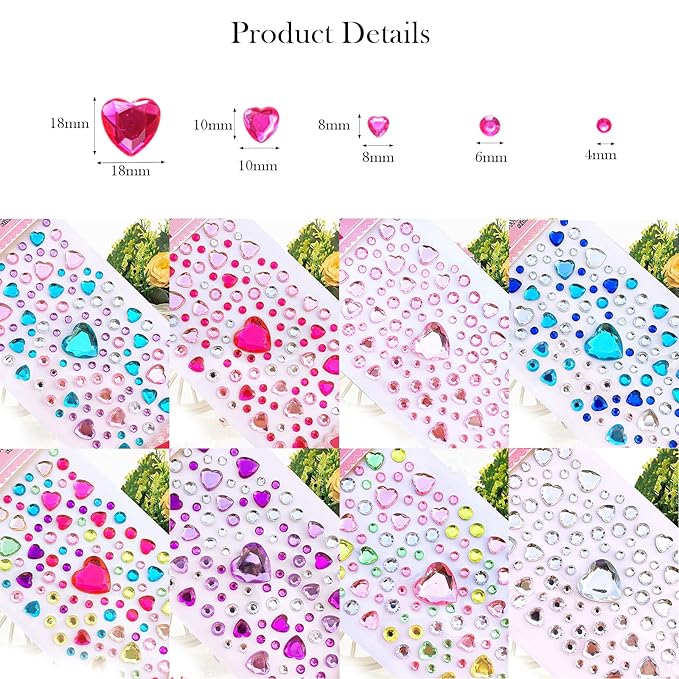 808 pieces heart rhinestones stickers