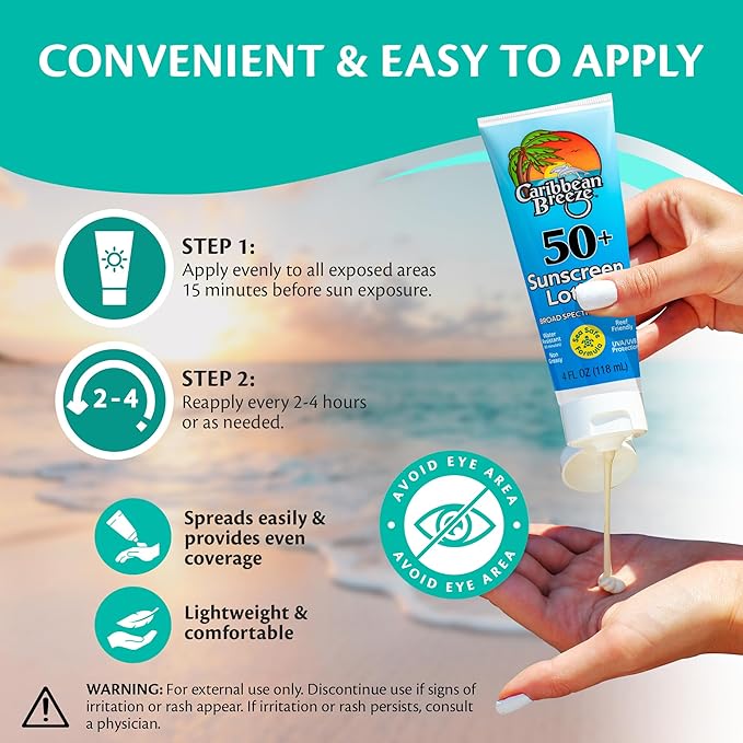 Reef Friendly Sunscreen SPF 50 Lotion, Mango Lime Scent Body Sunscreen Lotion, Rich in Anti Oxidants, Water Resistant Up to 80 Minutes, Broad Spectrum Body Lotion with Sunscreen, 4 oz (120 ml)