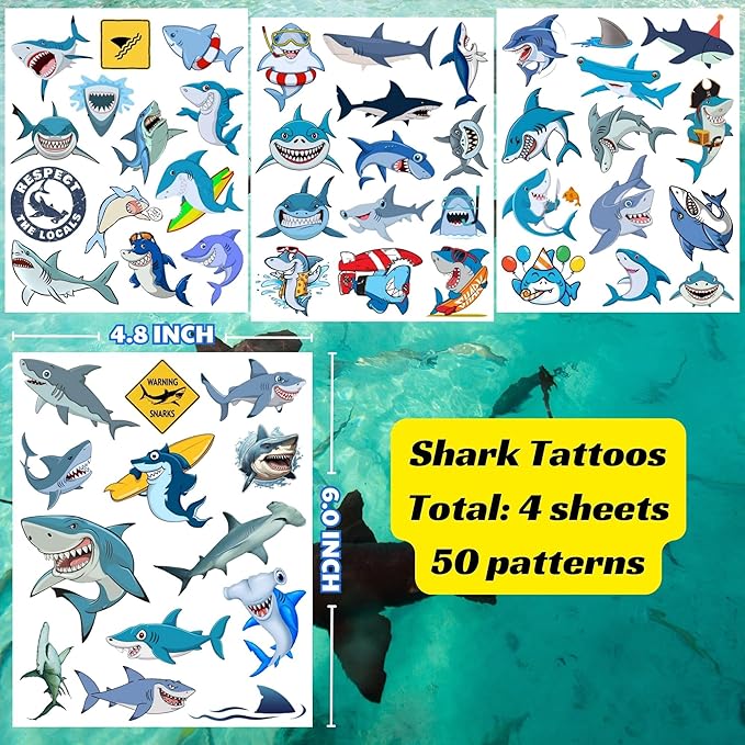 Shark temporary tattoos - shark