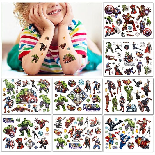 8 sheets superhero temporary tattoos