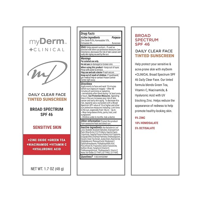 Twin Pack - myDerm CLINICAL SPF 46 TINTED Zinc Sunscreen Lotion