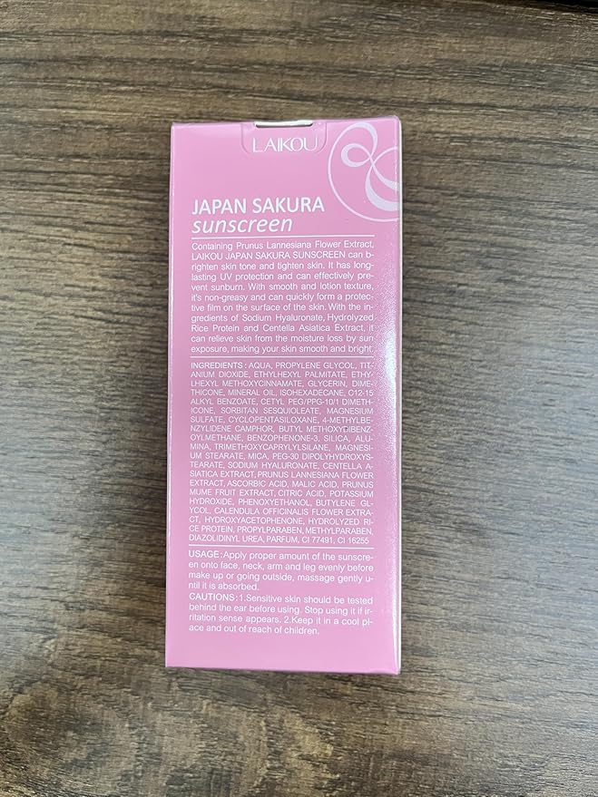 Japan Sakura Sun Cream SPF 50, Sunscreen For Face SPF 50 Sun Protection Over Makeup, SPF 50 Face Moisturiser Non-Greasy + Lightweight