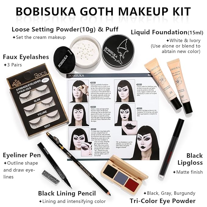 Halloween Goth Makeup, Complete Goth Make Up Set