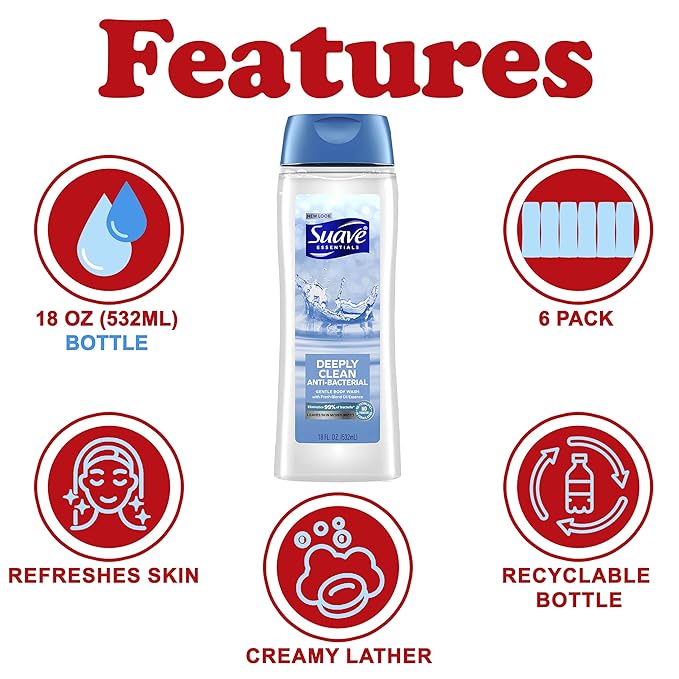 Suave Deeply Clean Body Wash, 6 18 oz