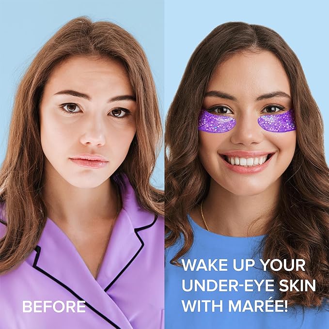 MAREE Beauty Bundle - Under Eye Gels & Biotin Gummies - Marine Collagen & Hyaluronic Acid, A B C E Vitamins Complex with Keratin & Pantothenic Acid - De-puff Eyes & Dark Circles, Skin, Nails & Hair