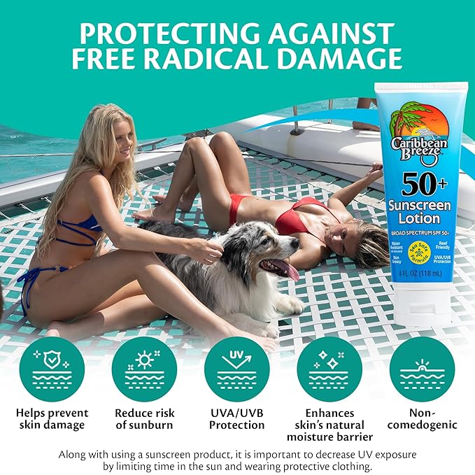 Reef Friendly Sunscreen SPF 50 Lotion, Mango Lime Scent Body Sunscreen Lotion, Rich in Anti Oxidants, Water Resistant Up to 80 Minutes, Broad Spectrum Body Lotion with Sunscreen, 4 oz (120 ml)