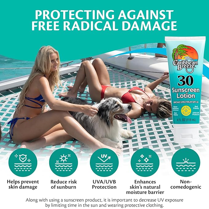 Reef Friendly Sunscreen SPF 30 Lotion, Mango Lime Scent Body Sunscreen Lotion, Rich in Anti Oxidants, Water Resistant Up to 80 Minutes, Broad Spectrum Body Lotion with Sunscreen, 4 oz (120 ml)