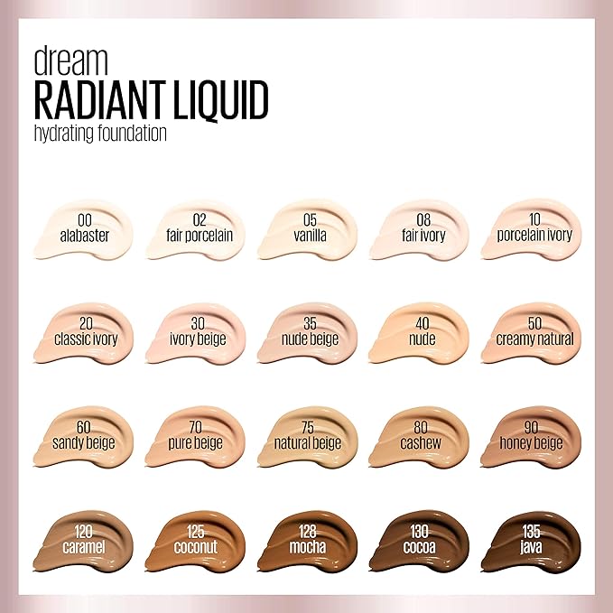 Maybelline Dream Radiant Liquid Medium Coverage Hydrating Makeup, 1 Count