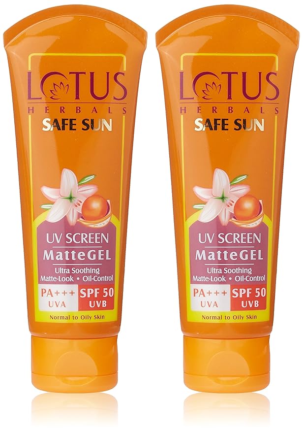 Lotus Herbals Safe Sun UV Screen Matte Gel, 100g (Set of 2)