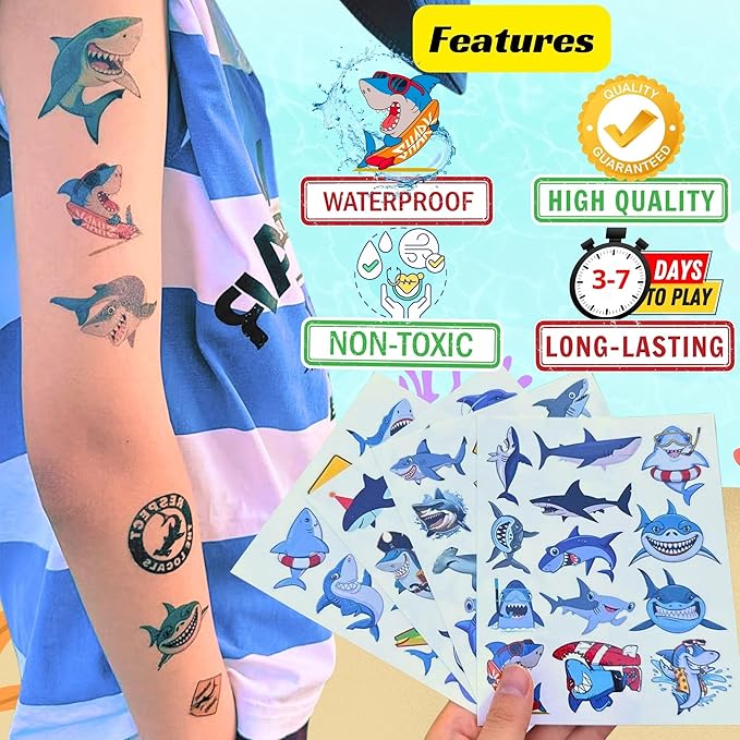 Shark temporary tattoos - shark