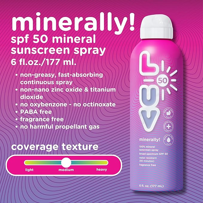 minerally! SPF 50 Sunscreen Spray, Broad-Spectrum Protection Against UVA & UVB Rays, Perfect For Everyday Activities & Outdoor Adventures, Clear and Lightweight Sun Protection