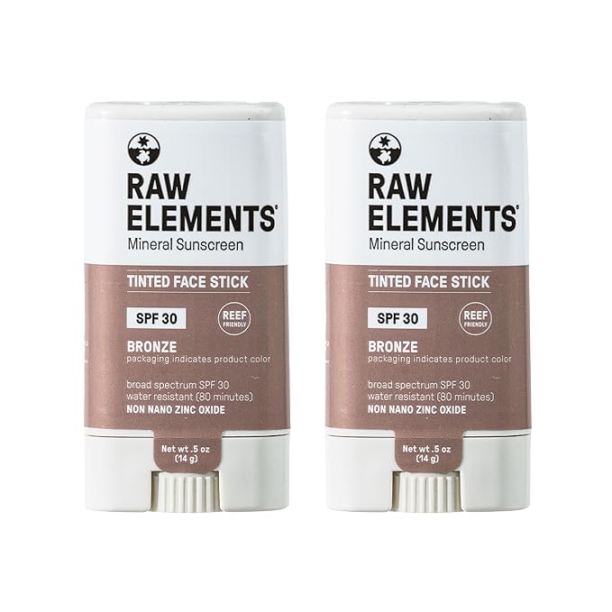 Raw Element Ultra-Moisturizing Face Tint Sunscreen, SPF 30+, Non Toxic Mineral Face Cream, Non Nano Zinc Oxide, Reef Friendly, Safe for All Ages, 0.5 oz, Bronze, Pack of 2