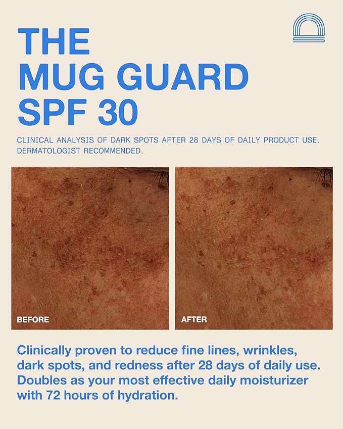 The Mug Guard - Clear Invisible Gel Sunscreen for Face - Broad Spectrum SPF 30 Protection, 72 hr Hydration, Anti-Aging, 40 Min Water Resistance, Reef Friendly, Non-greasy & Fragrance Free (2.4 Fl Oz)