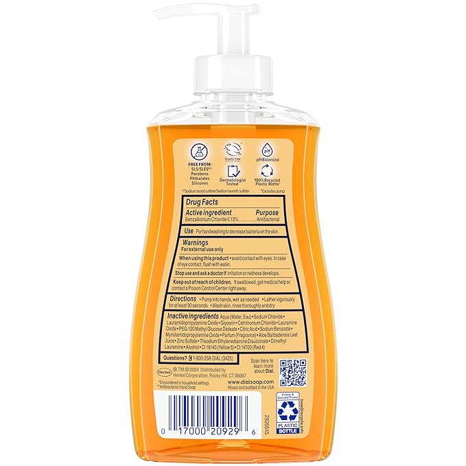 Dial Antibacterial Liquid Hand Soap, Gold,