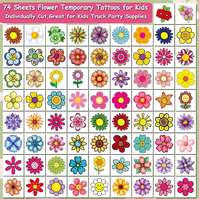 Flower temporary tattoos for kids