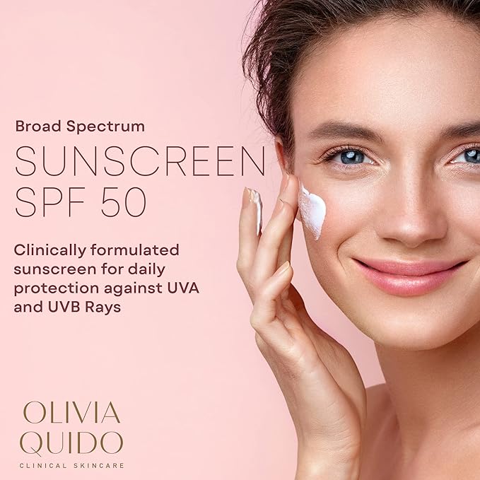 OLIVIA QUIDO Clinical Skincare Broad Spectrum Sunscreen SPF 50 with Lilac Stem Cell | Anti-Aging Skin Protection From UVA and UVB Rays | Water-Resistant Indoor and Outdoor Sunscreen with Matte Finish