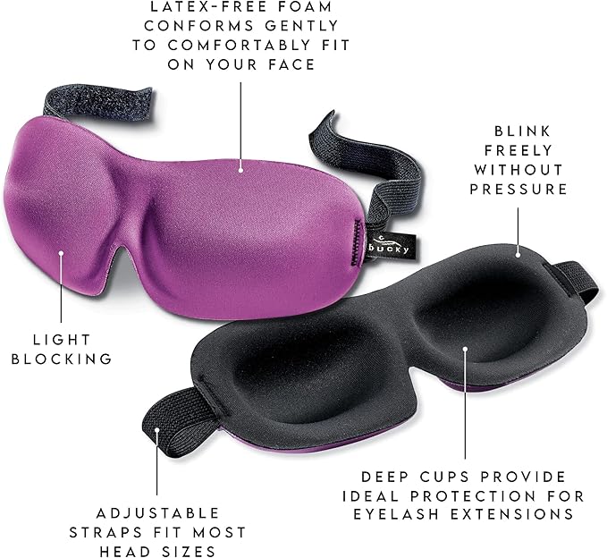 Bucky 40 Blinks No Pressure Printed Eye Mask for Travel & Sleep, Pink Chevron, One Size