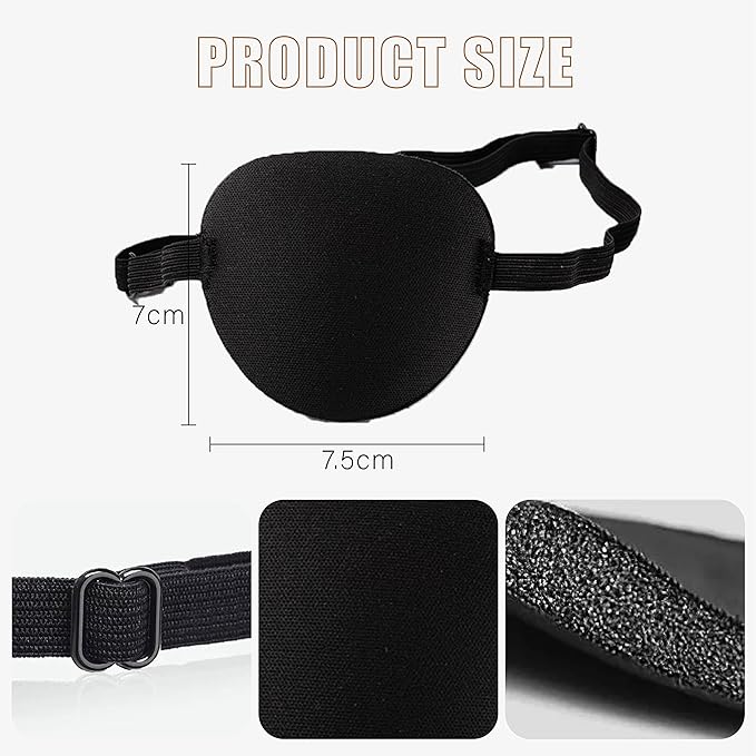Eye Patches for Adults，2 Pcs Medical Eye Patches for Amblyopia Lazy Eye Patches for Left or Right Eyes，Black 3D Adjustable Eyepatch