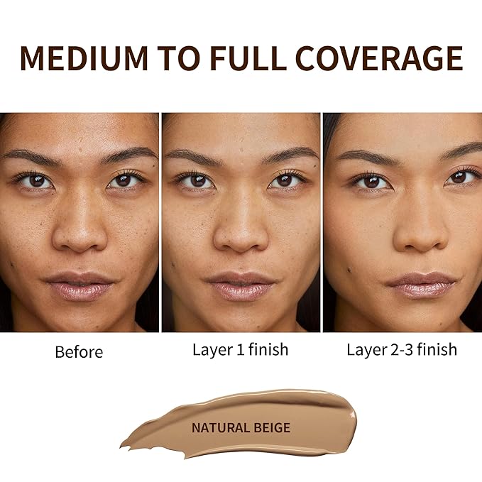 FV Full Coverage Liquid Foundation, Lightweight & Concealing, Beige Matte)