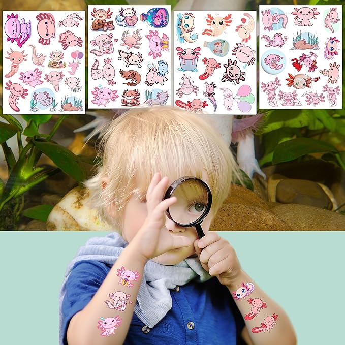 Axolotl temporary tattoos - cute