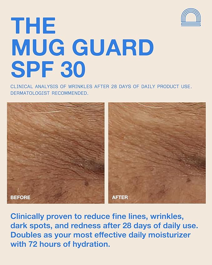 The Mug Guard - Clear Invisible Gel Sunscreen for Face - Broad Spectrum SPF 30 Protection, 72 hr Hydration, Anti-Aging, 40 Min Water Resistance, Reef Friendly, Non-greasy & Fragrance Free (2.4 Fl Oz)