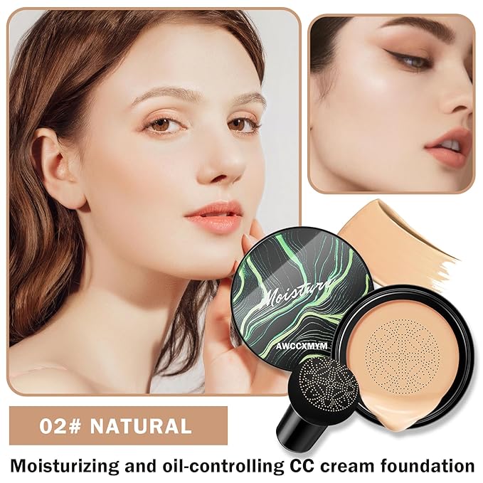 AWCCXMYM CC Cream Cushion Foundation Full Coverage Foundation (Warm Porcelain)