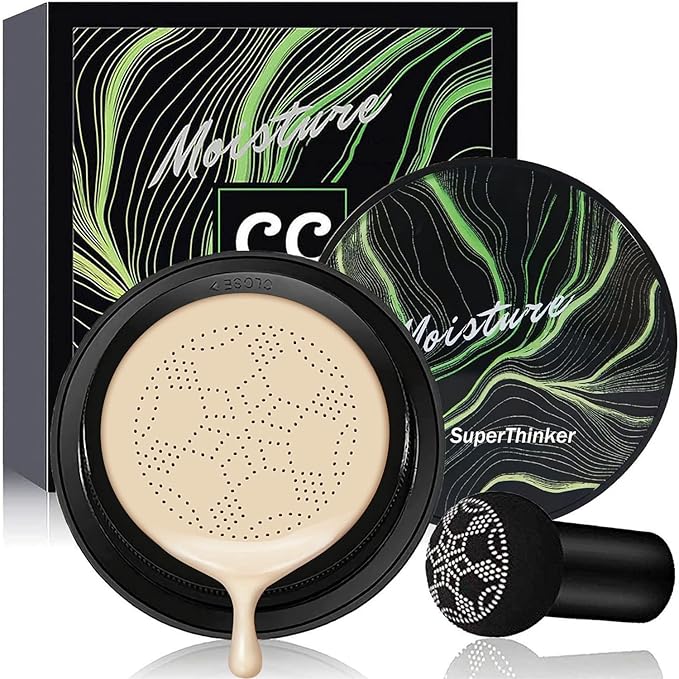 Air Cushion CC Cream Mushroom Head Foundation, Moisturizing Concealer (Ivory)